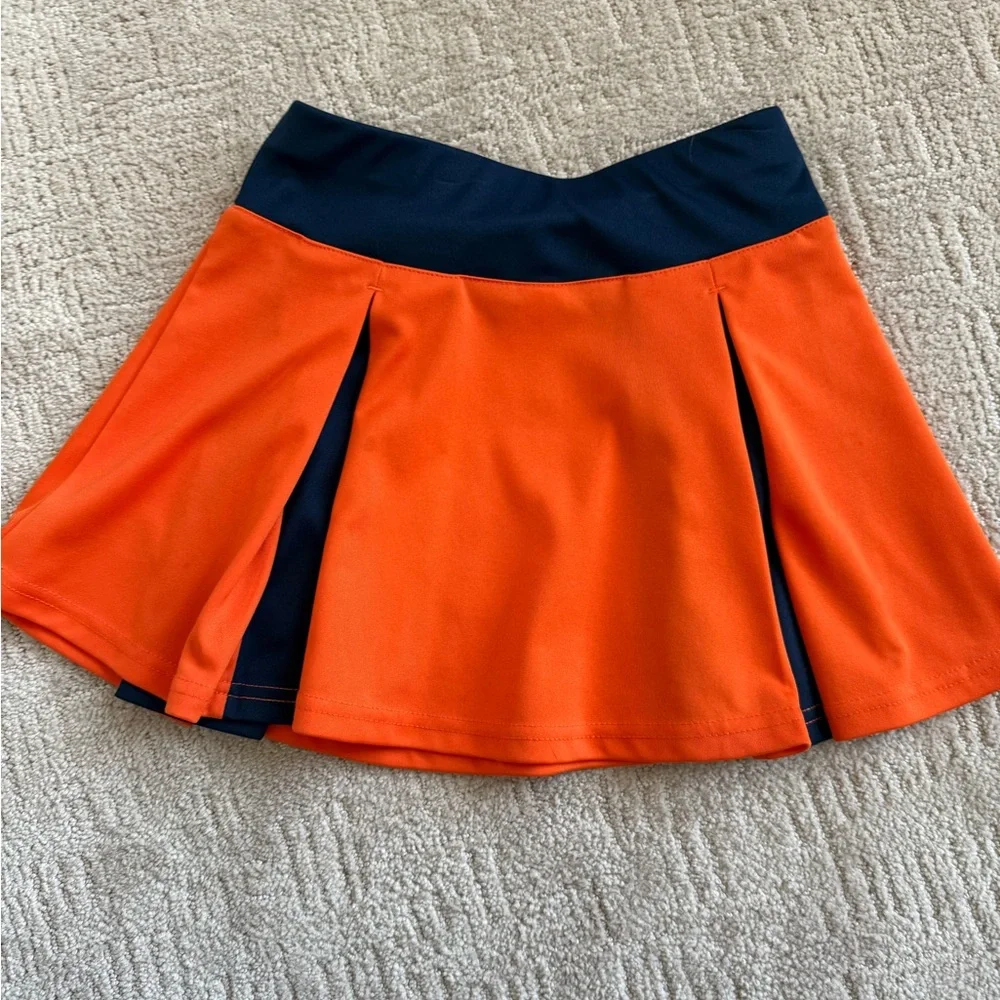 Denver Broncos Orange Pleated Skirt with Navy Waistband- Girls size 7/8 - Picture 2 of 3